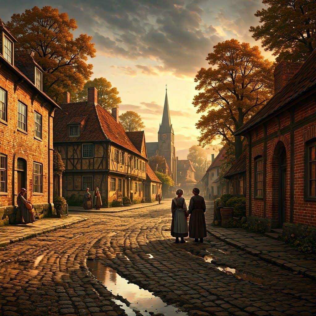 19th Century European Village in Earthy Tones