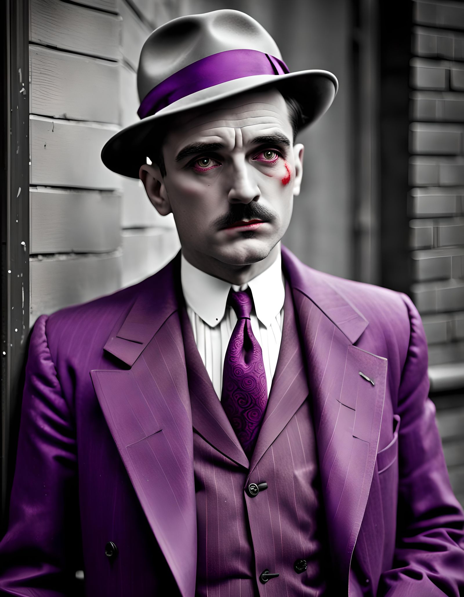 1920s Detective in Red and Purple: Film Noir