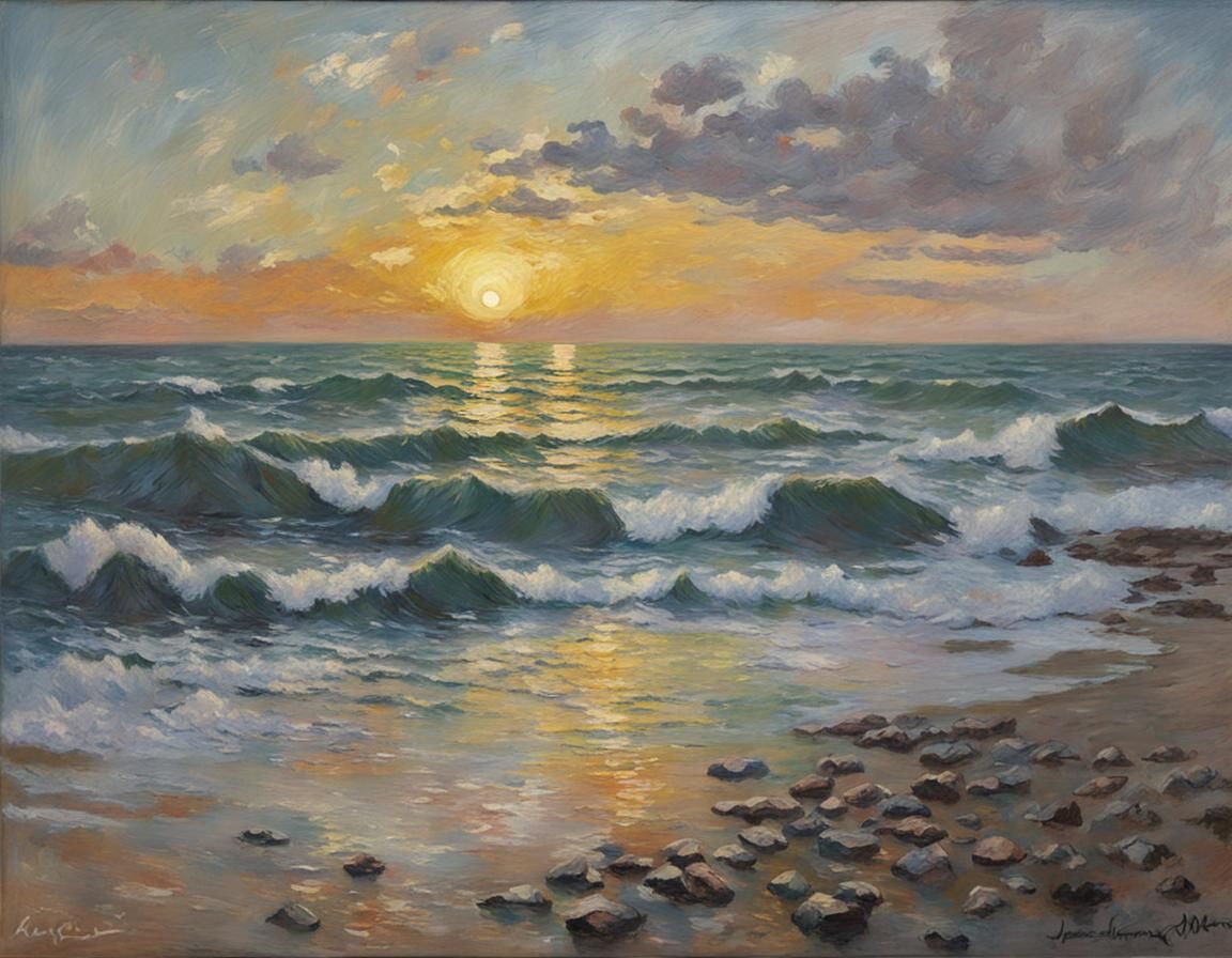 Night and Day Meeting: Impressionist Oil Painting