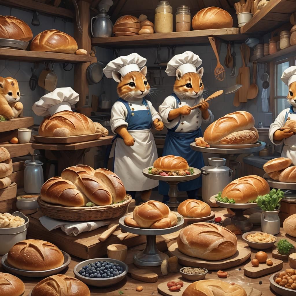 Animals Baking Bread Houses: French Storybook Style