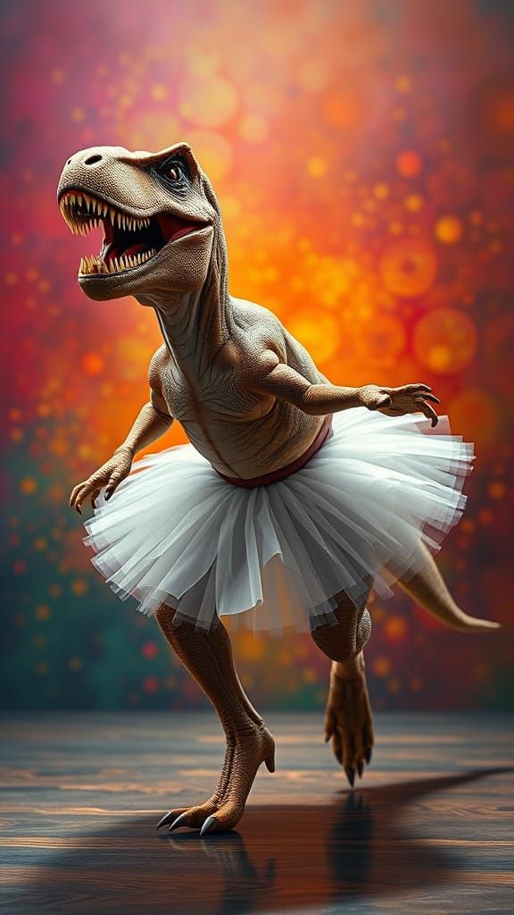DINOSSAURO REX DANÇANDO BALÉ