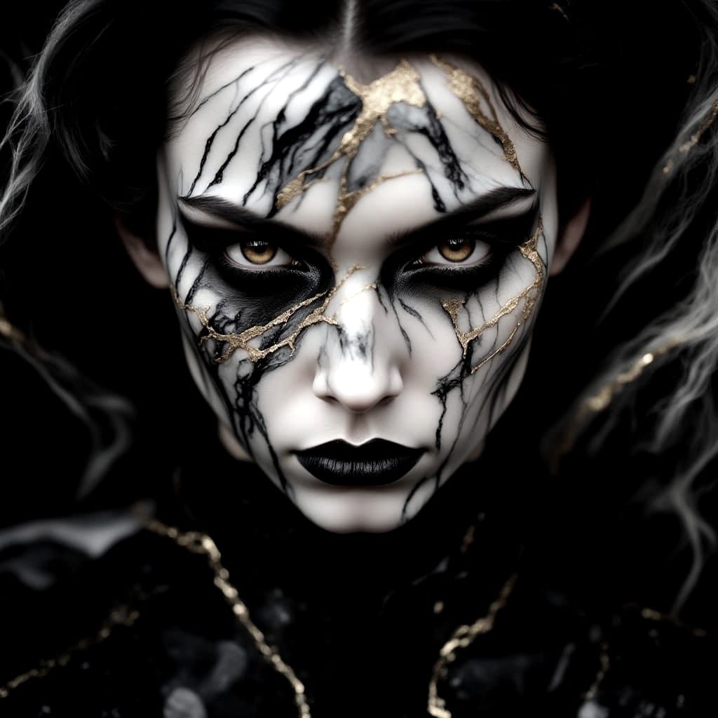 Alcohol Ink Marble Gothic Portrait