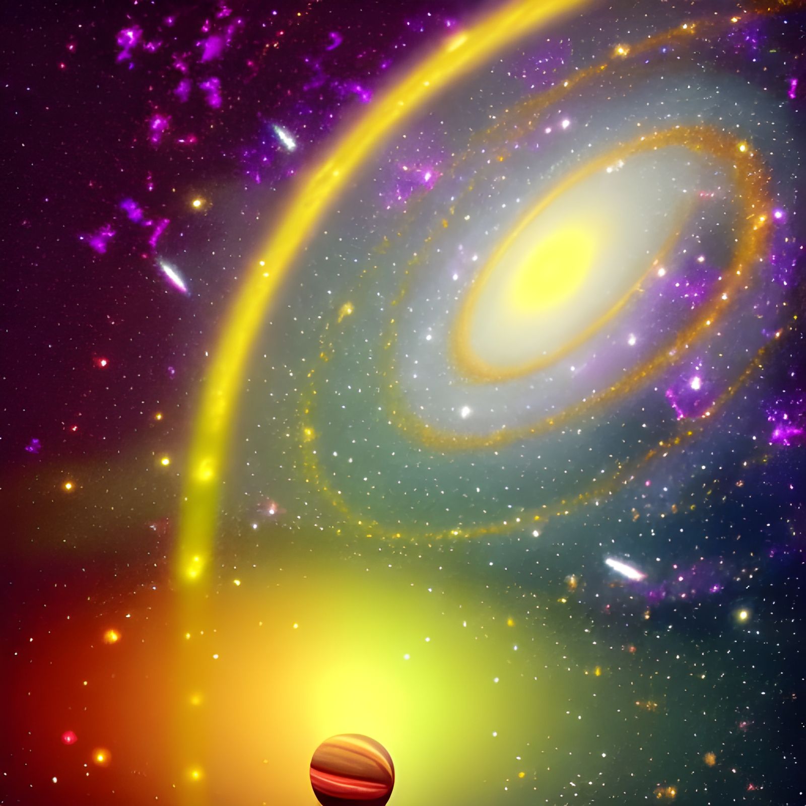 Galaxy Through Window in Space: Cosmic Illustration