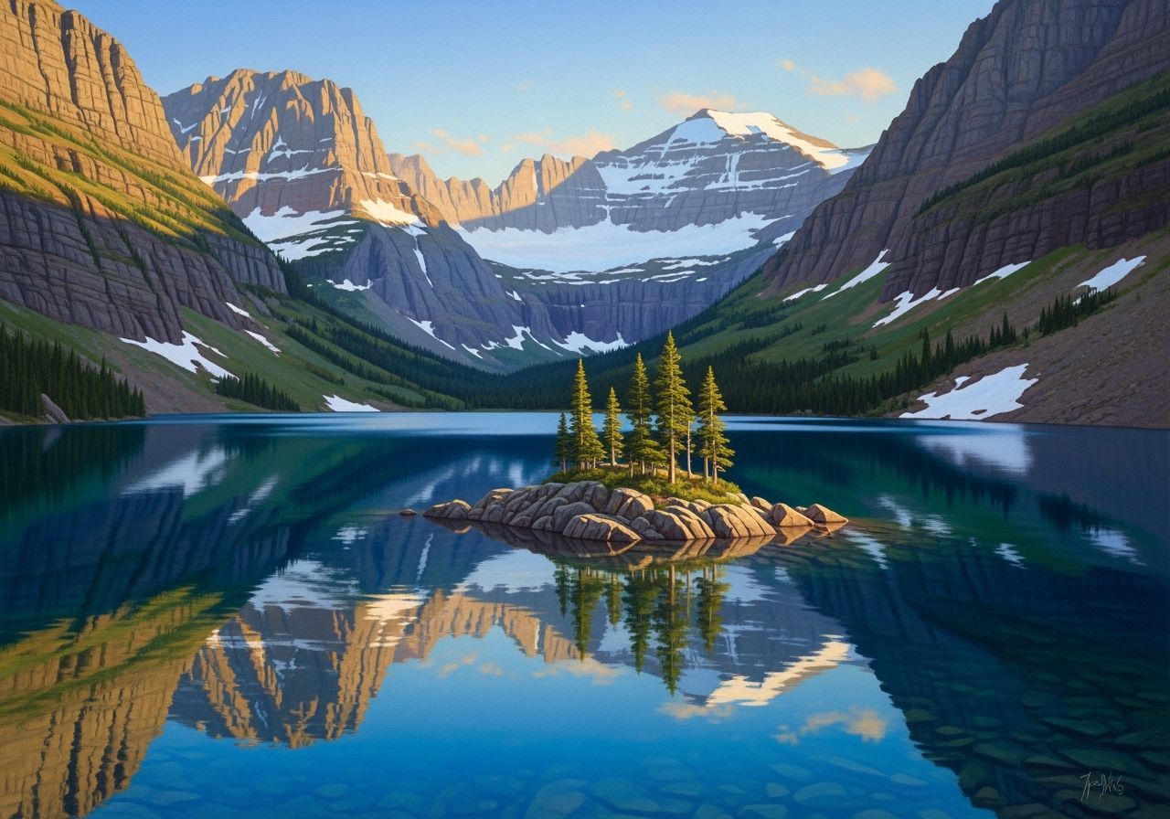 Glacier National Park: Realistic Oil Painting Vista