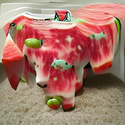 Watermelon Cow in Grassy Field