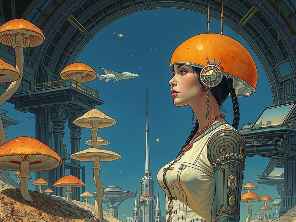 Futuristic Sci-Fi Biopunk Art Nouveau Scene