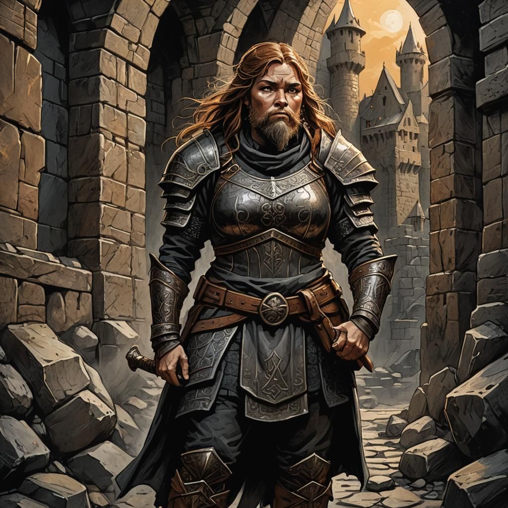 Medieval Dwarven Warrior in Stylized Illumination