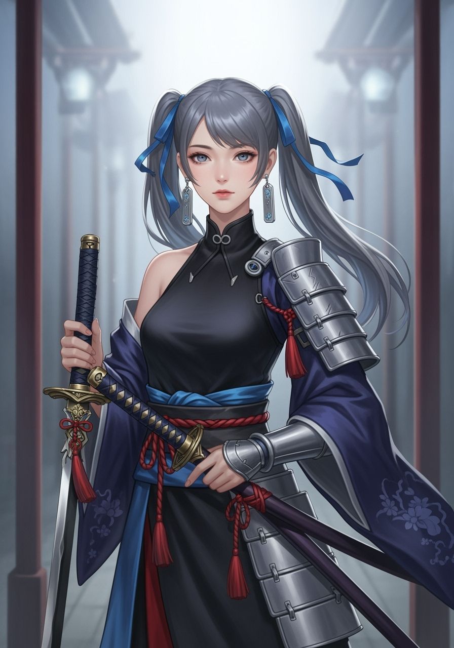 Anime Woman in Japanese Sci-Fi Fusion Style