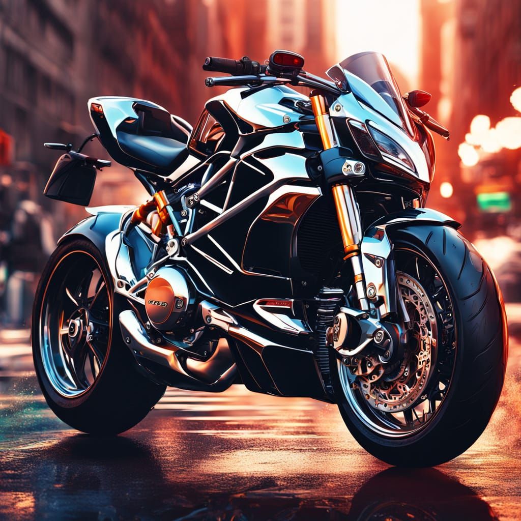 Sleek Chrome Ducati in Cinematic Futuristic Style
