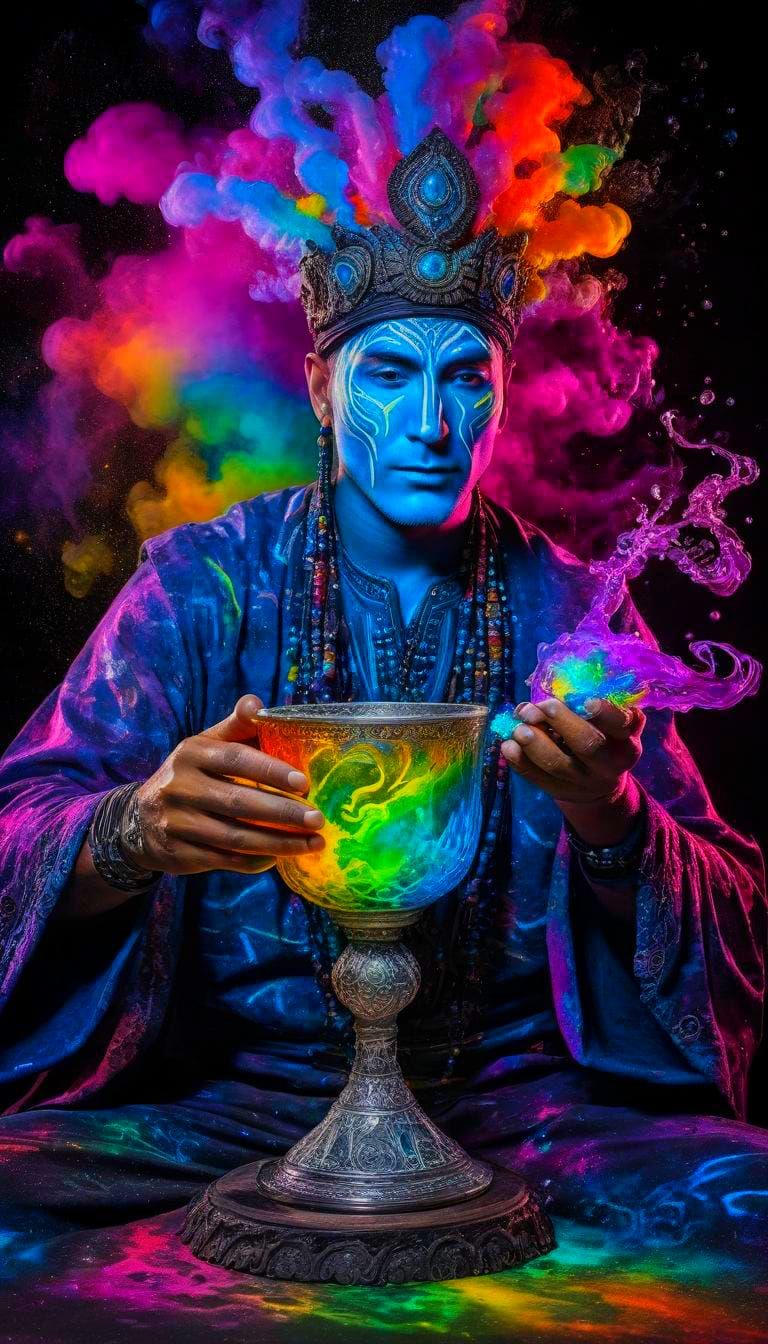 Rainbow Shaman with Bioluminescent Nebula Potion