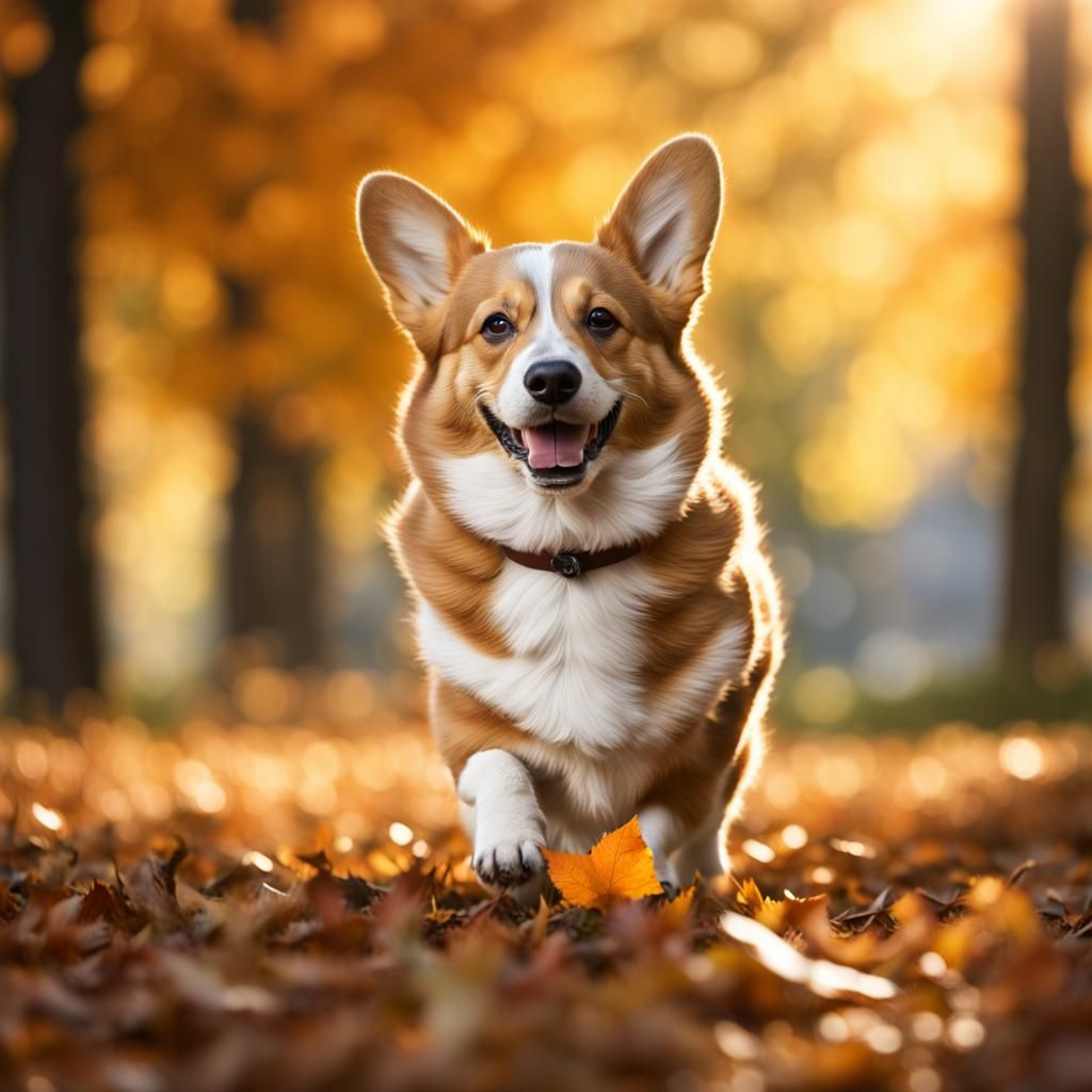 Pembroke Welsh Corgi in Autumn