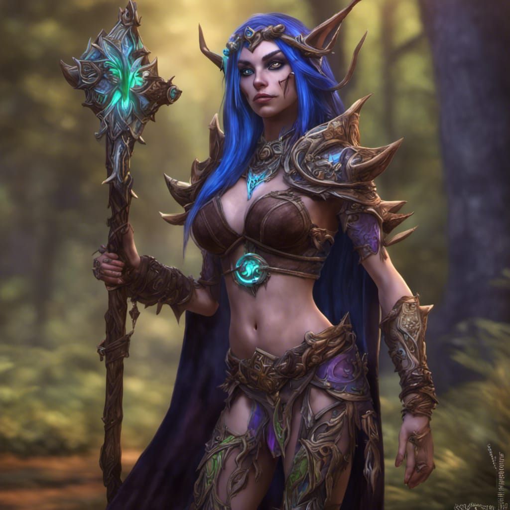 Night Elf Druid in World of Warcraft Style