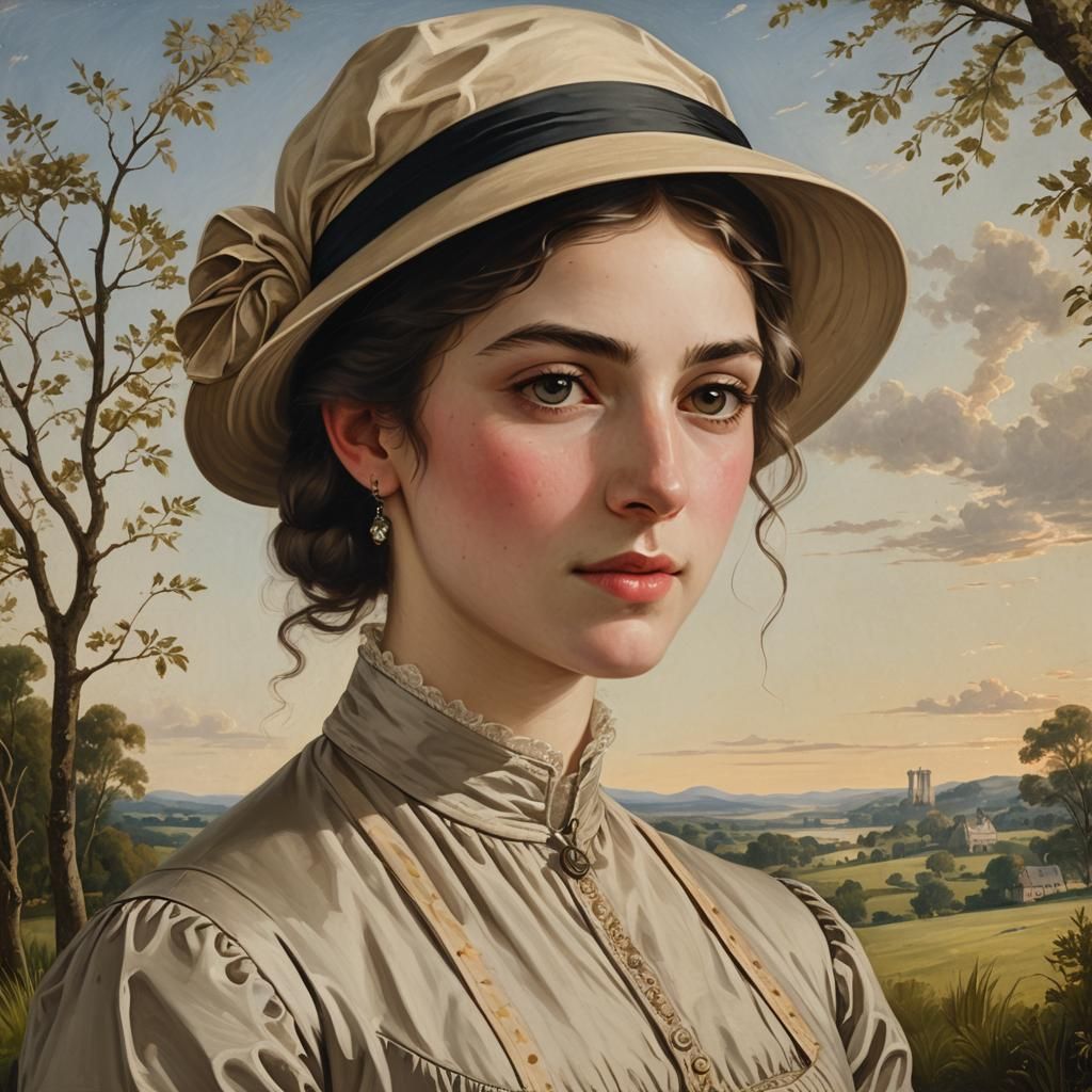 American Neoclassical Portrait of a Young Woman
