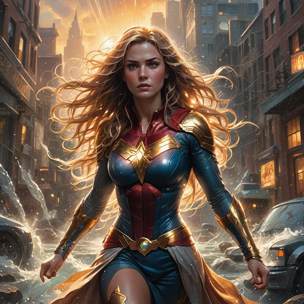 Female Superhero in Comic Book Style, Hero Stance