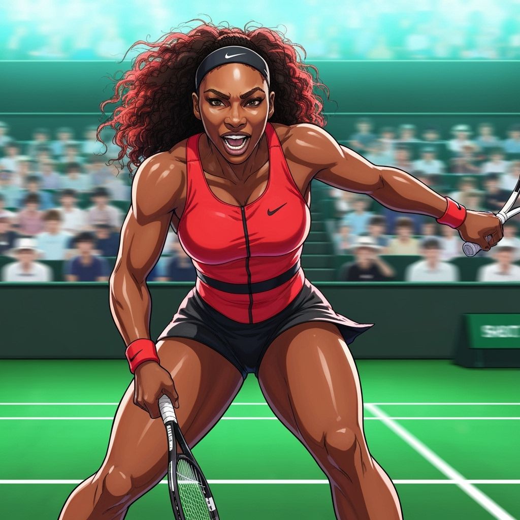 Serena Williams Serving: Manga-Style Anime Art