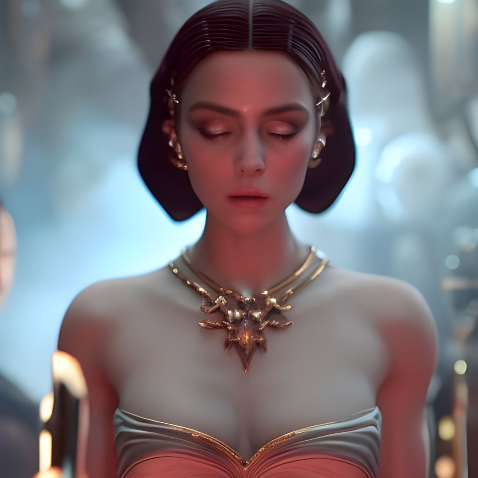 Moon Goddess Portrait in Art Nouveau Style