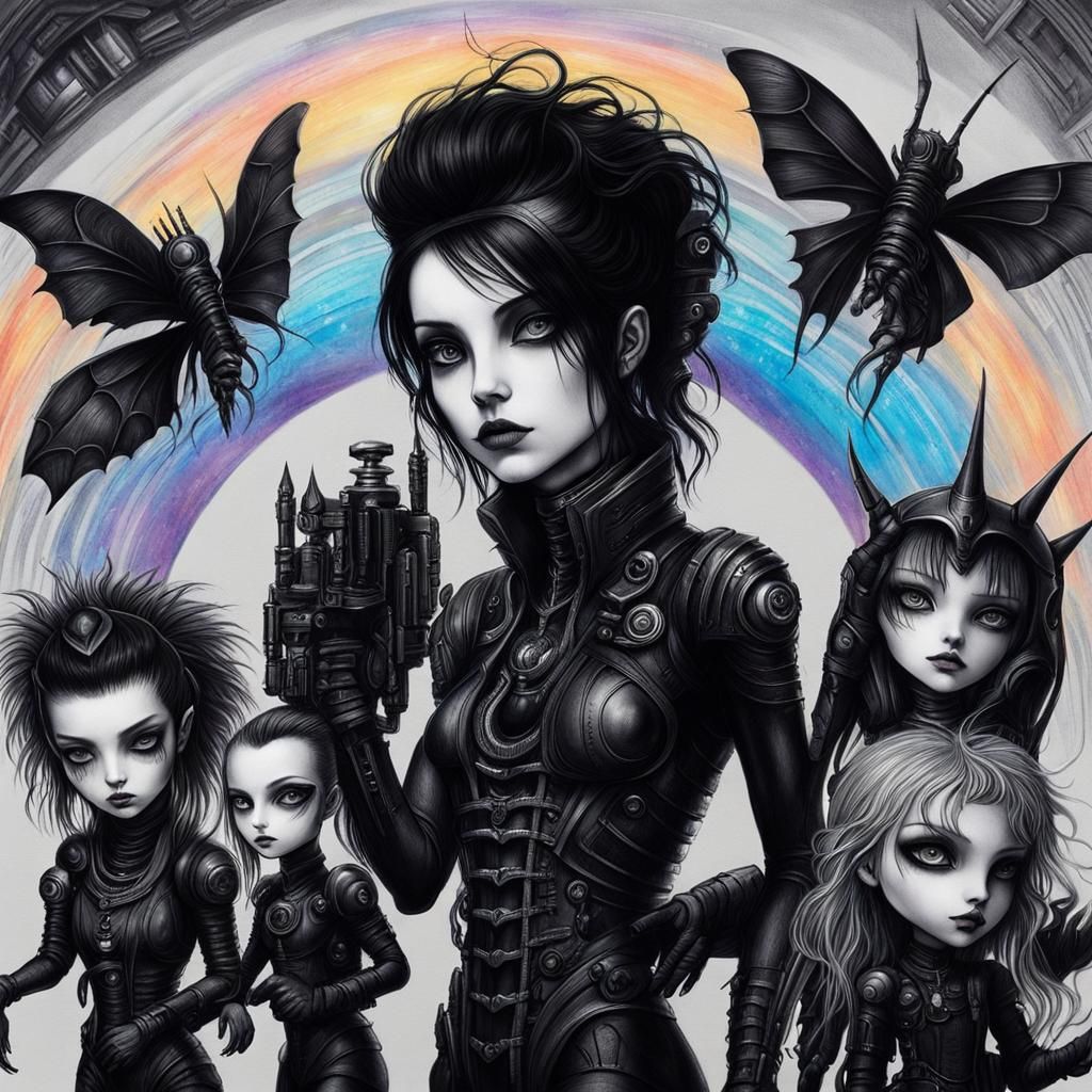 Gothic Cyberpunk Woman in Surrealist Style