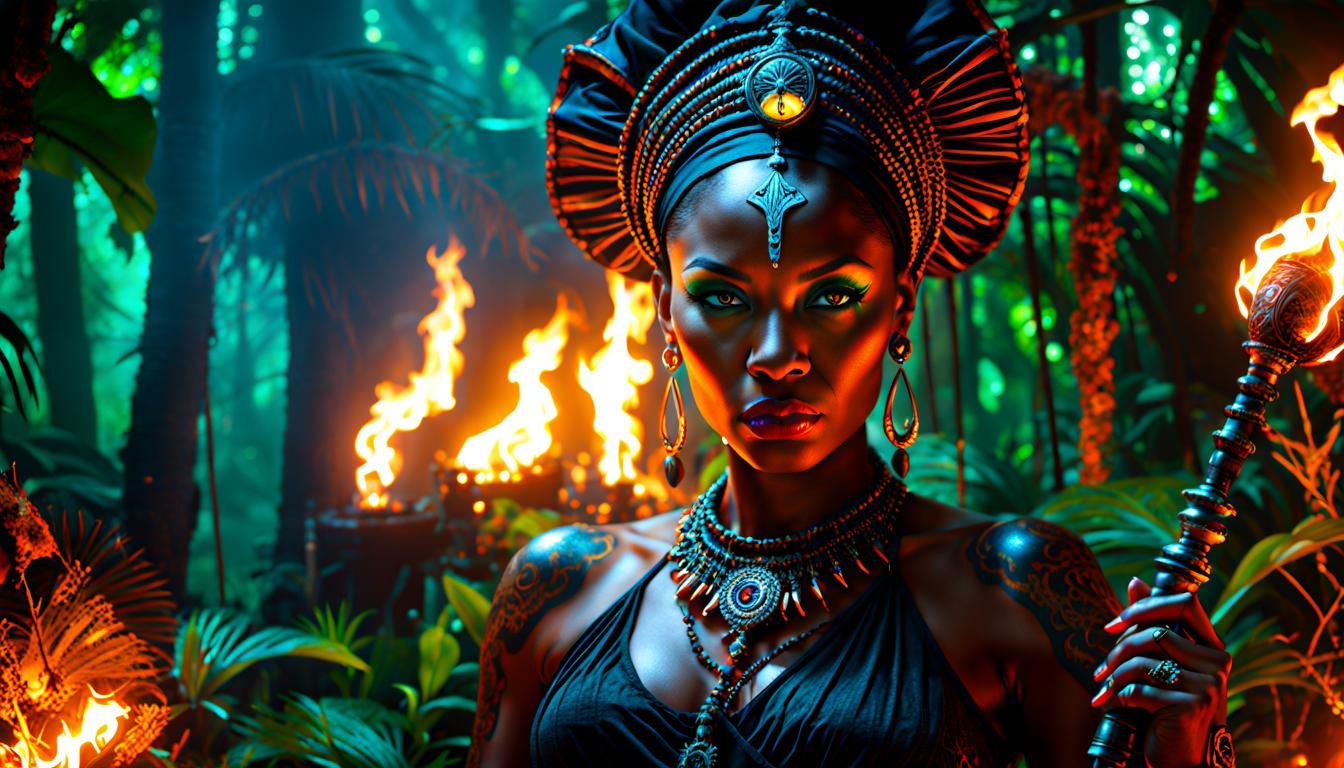 Voodoo Queen Marie Laveau in Nuclearpunk Style