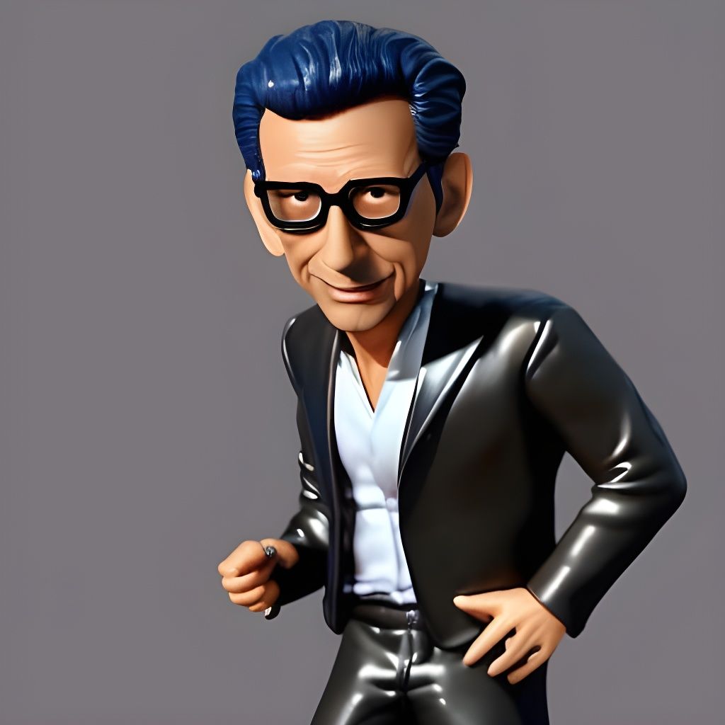 Chibi Jeff Goldblum in Psychedelic 3D Art