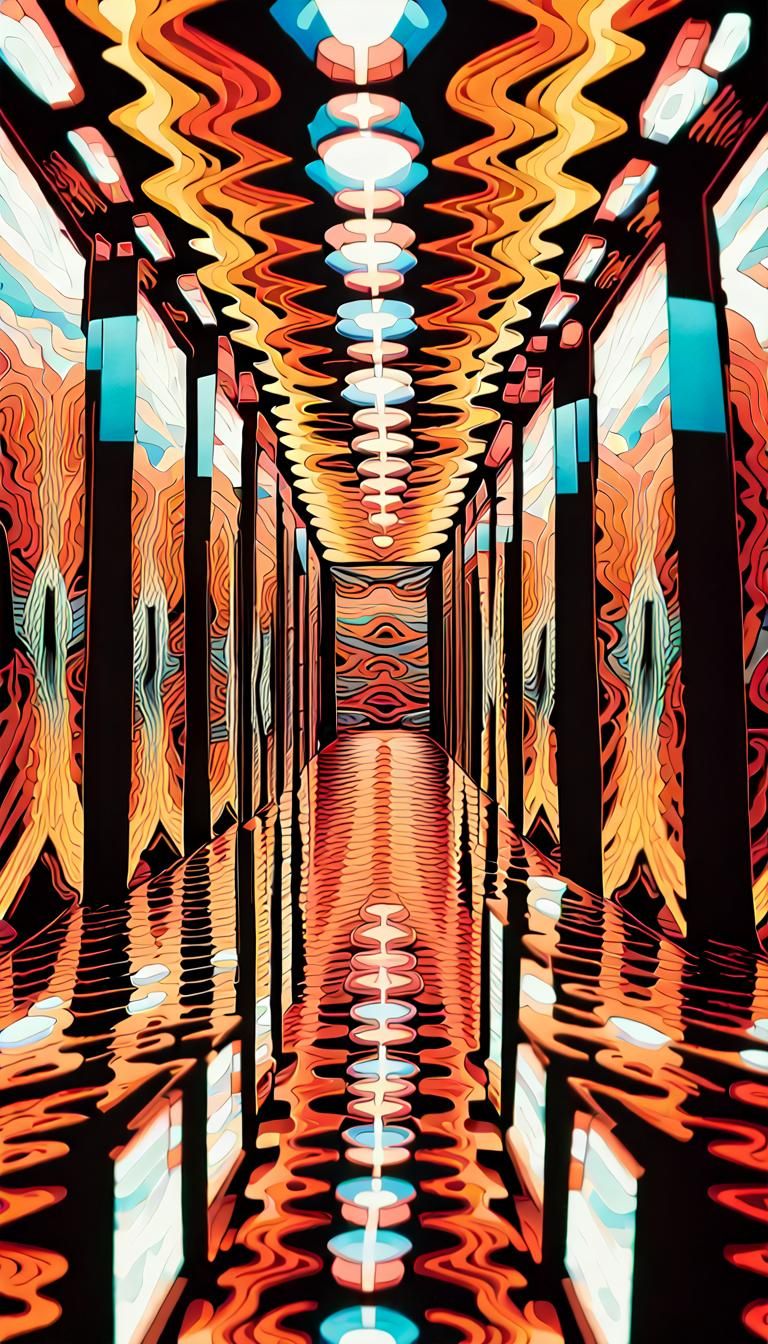 Hall of Infinite Mirrors in Psychedelic 3D