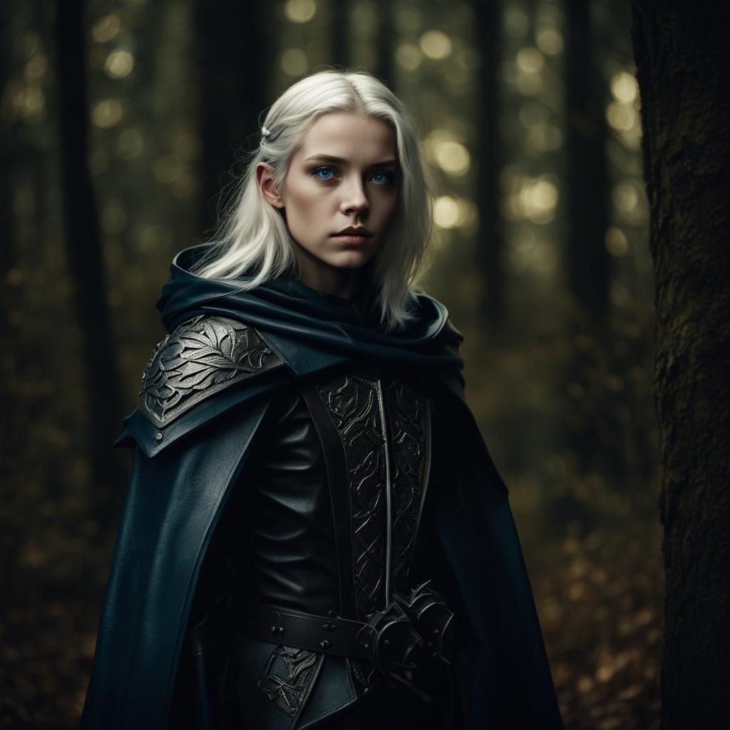 Nordic Teen in Forest: Dark Realism Portrait