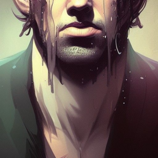 Sad Man Portrait in Hyperdetailed Style