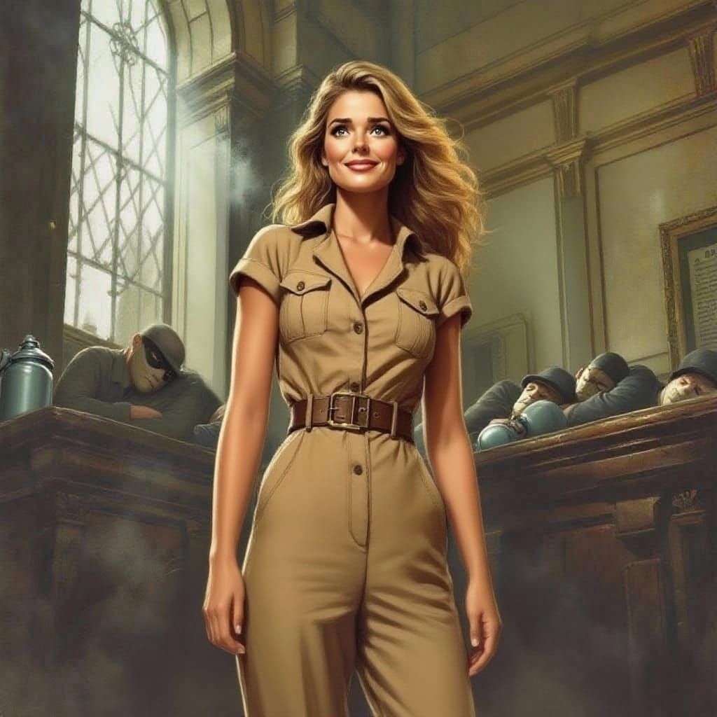 Female Doc Savage Throws Gas Pebble at Bank Robbers