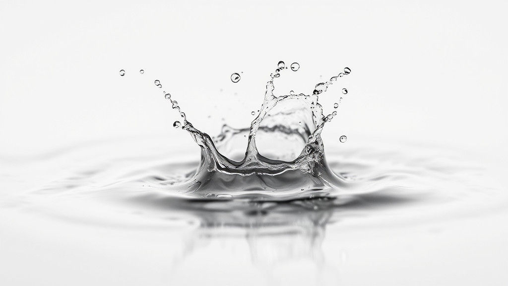 High-Contrast Water Splash in Dreamy Black and White