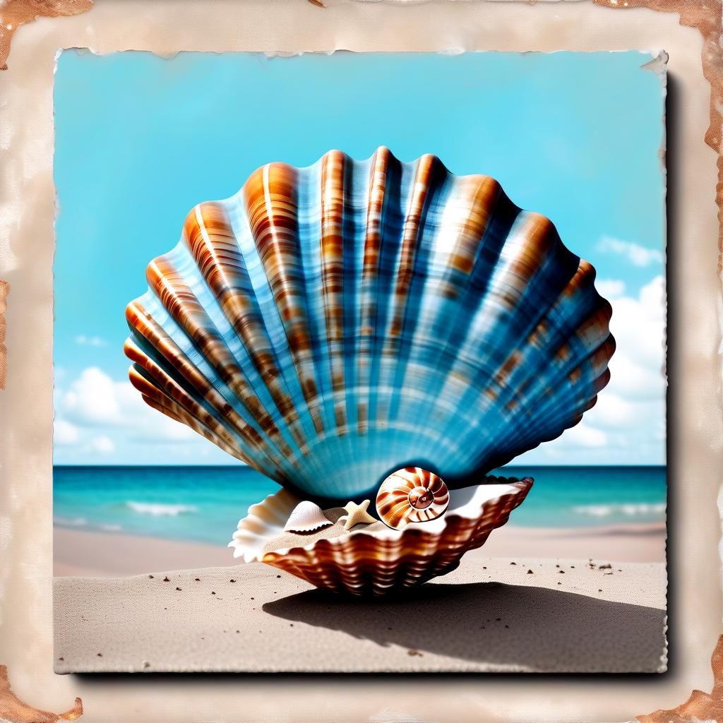 Rustic Seashell Collage in Dreamscape