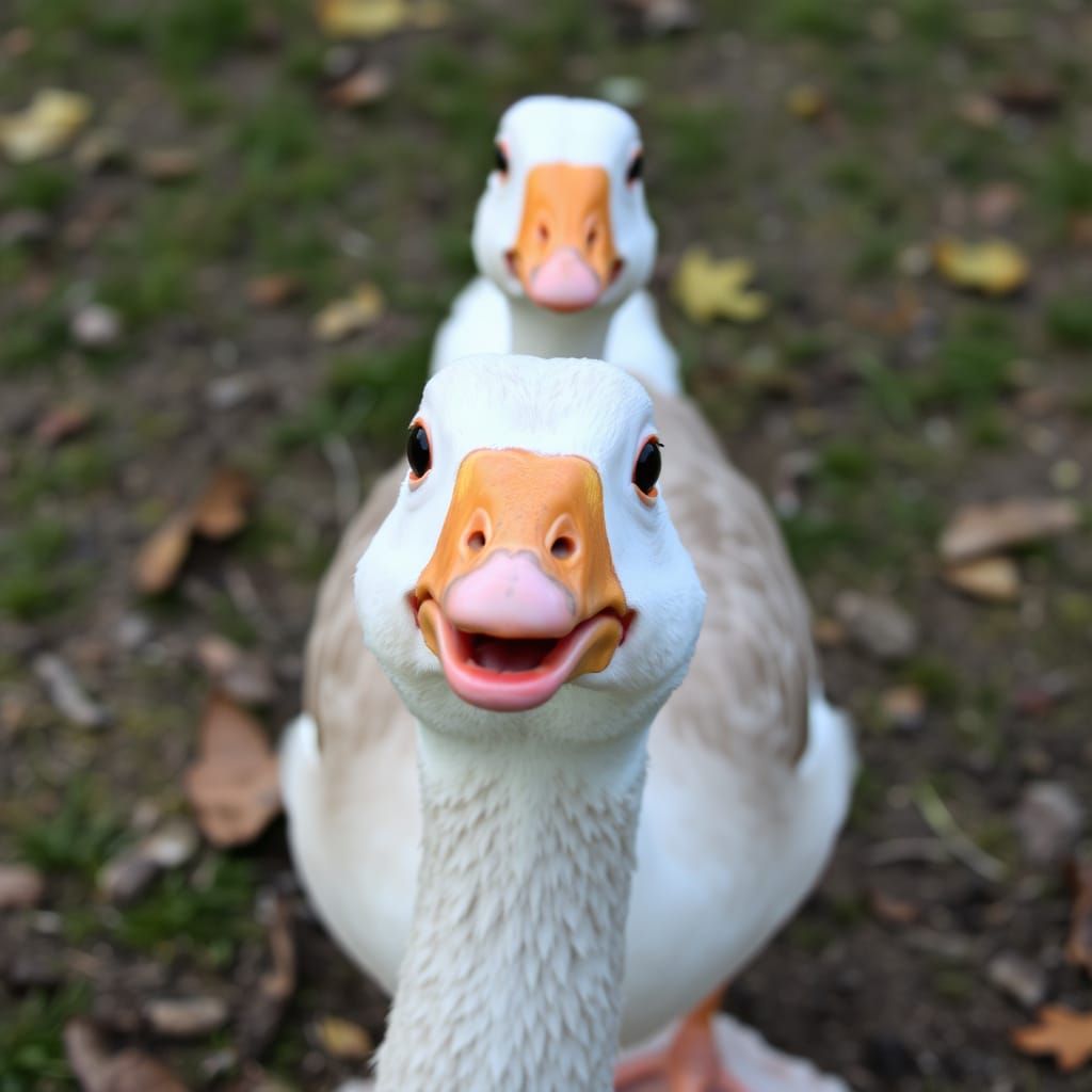 A Whimsical Goose in a Playful Setting