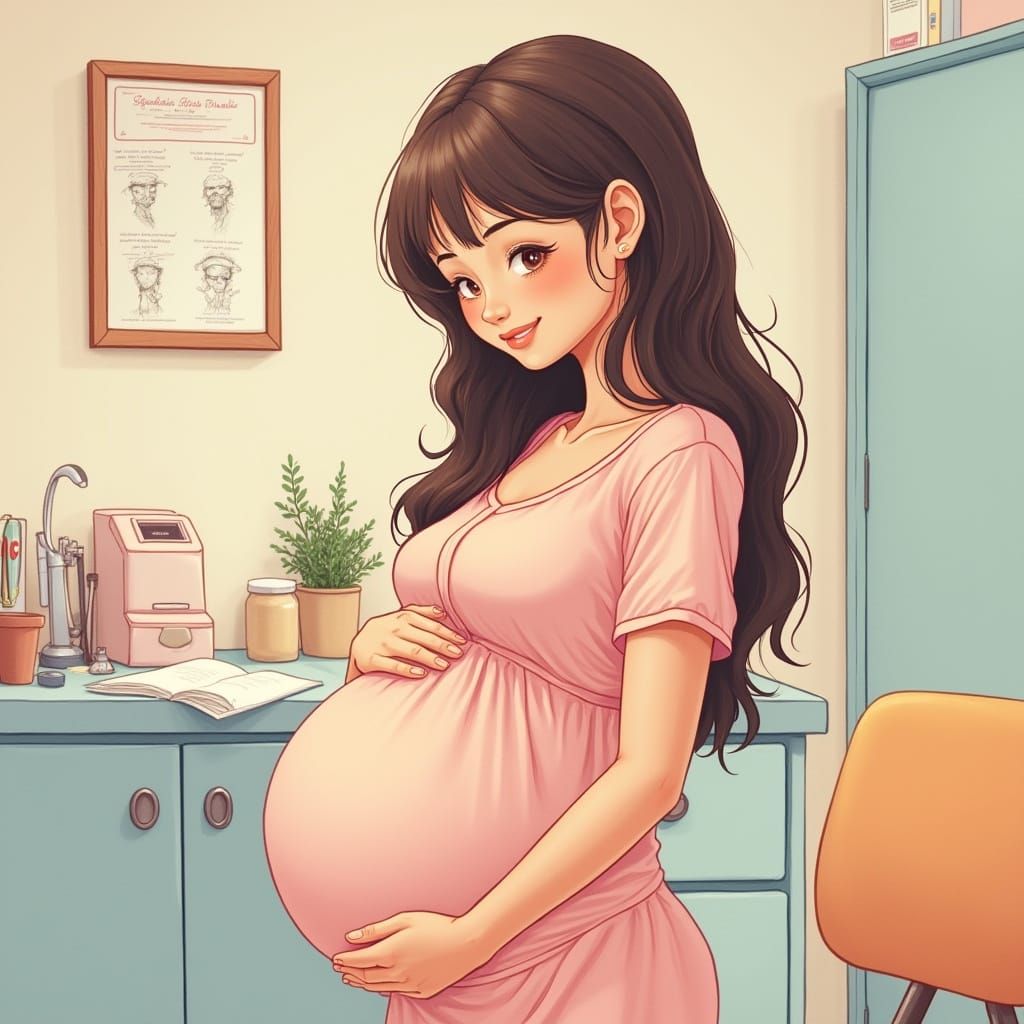 Pregnant Woman Radiates Joy in Soft Pastel Hues