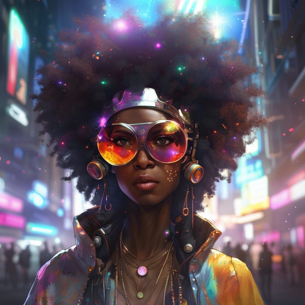 Funky Disco Priestess Portrait in Cel-Shaded Style