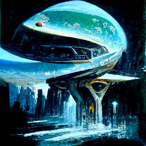 Sci-Fi Scene as Oil Painting