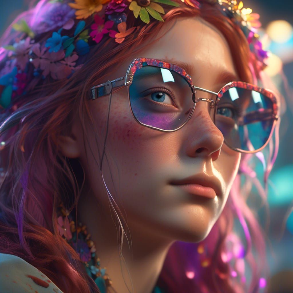 Teen Girl Portrait in Hyperdetailed Digital Art Style