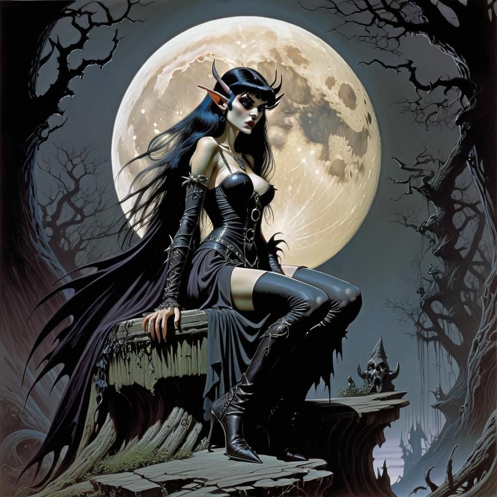 Gothic Elf Princess in Dark Fantasy Style
