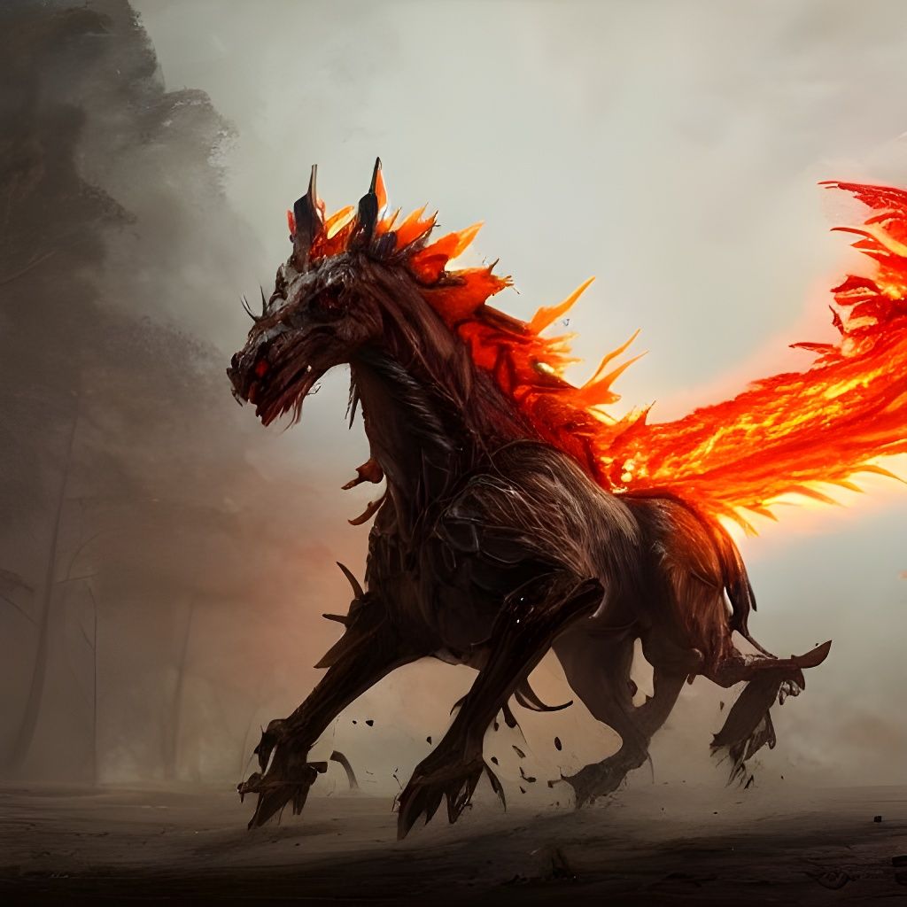 Flaming Rapidash Horse Concept Art in 8K