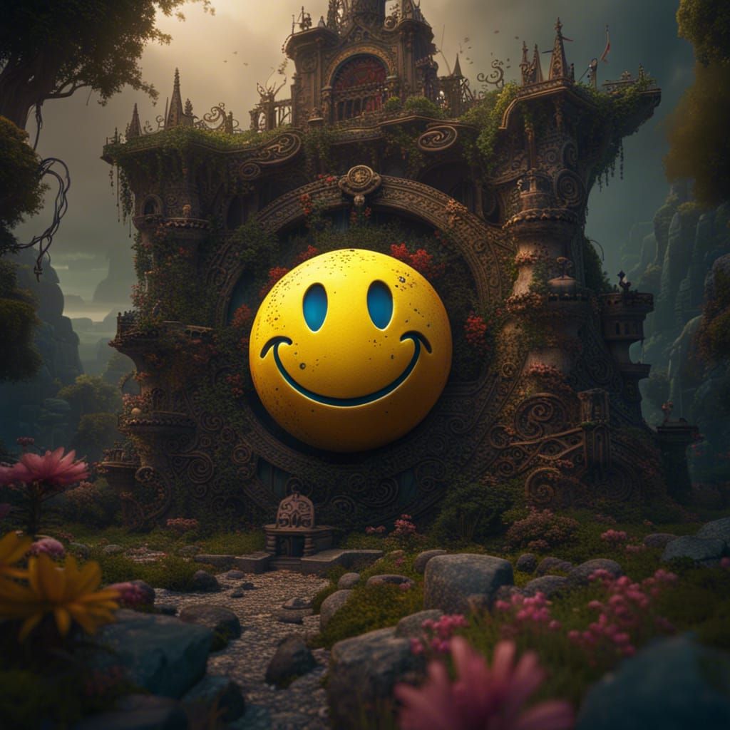 Fantastical Smiley Face in Detailed Matte Painting