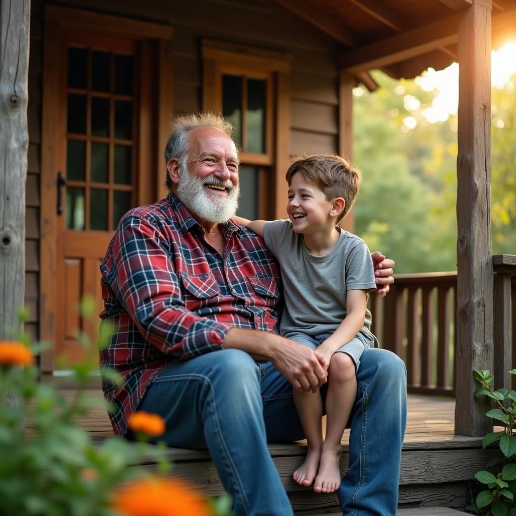 Telling grandpa a joke