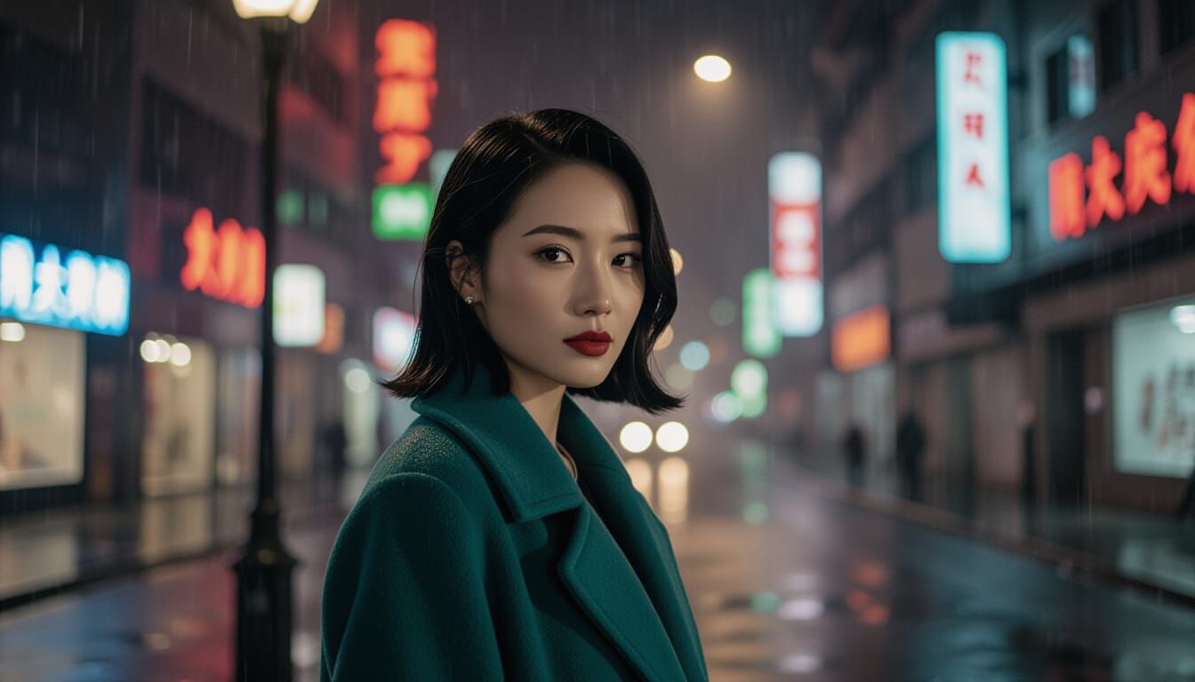 Woman in Red Lipstick on Martian Street