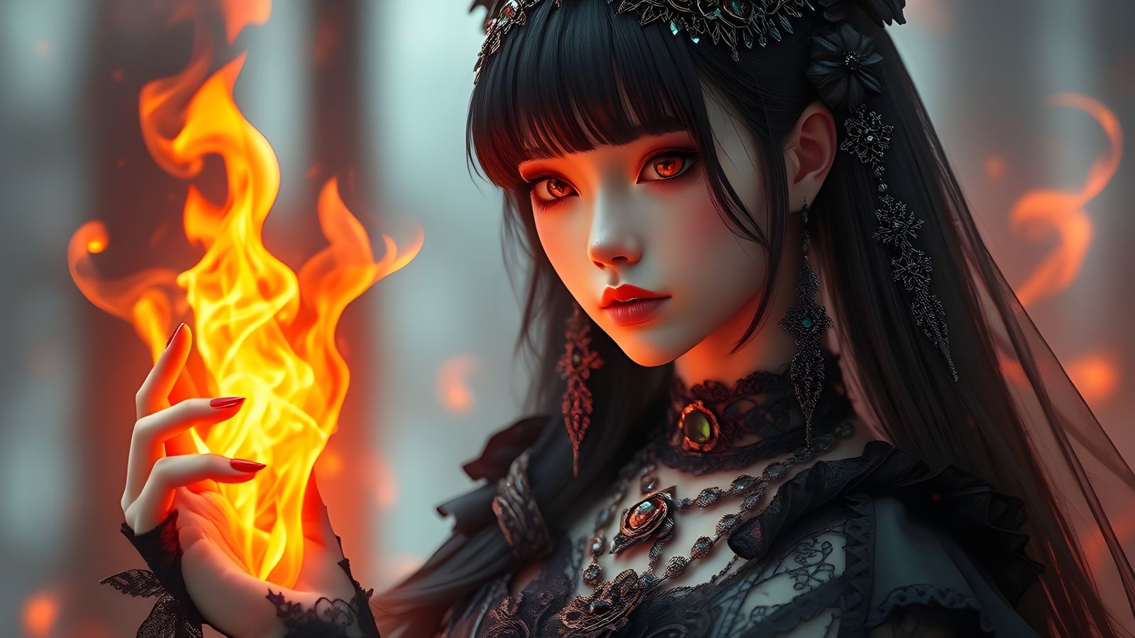 Gothic Anime Princess Bestower of Flames