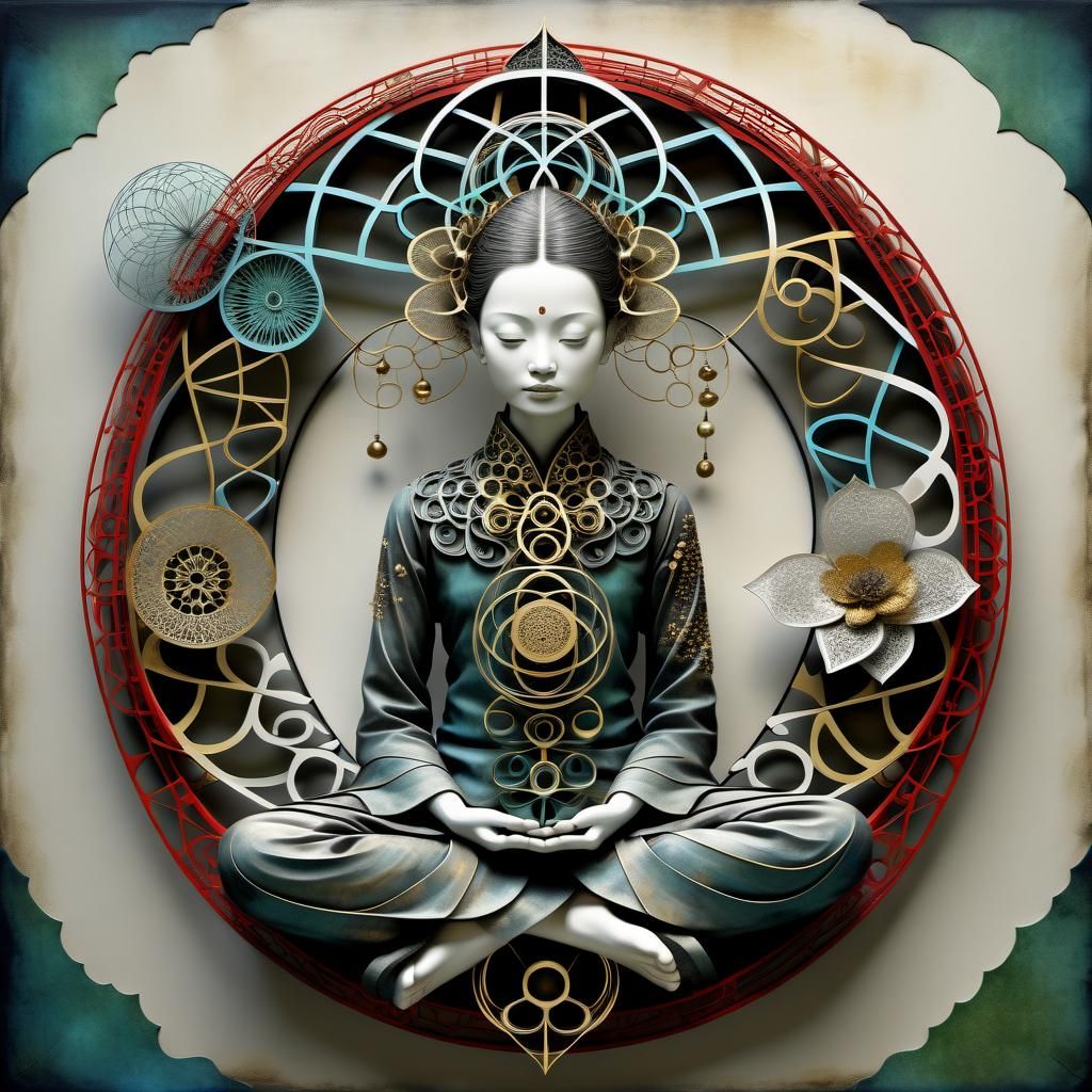 Intricate Zen-Tangle in Seven Colors