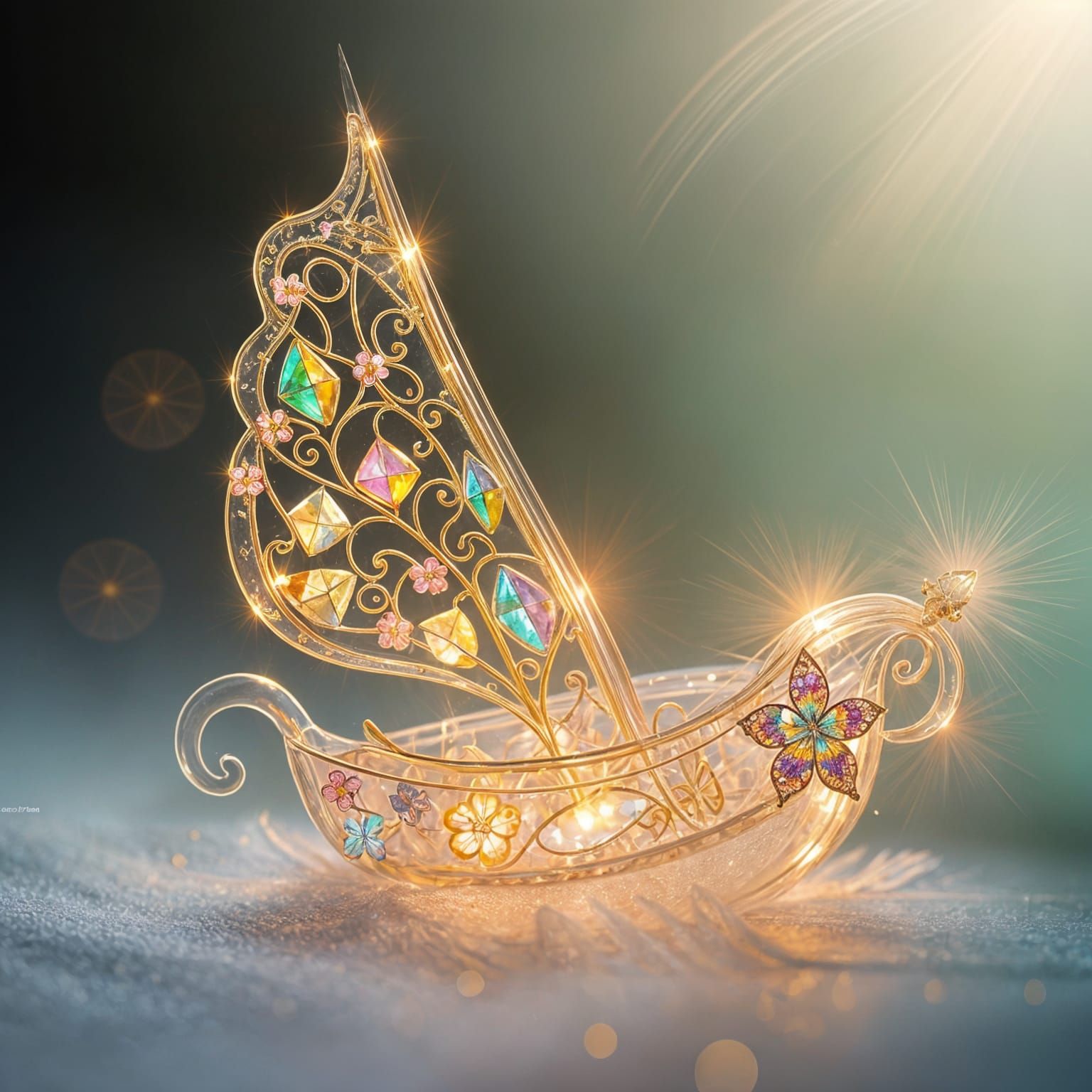 Crystal Rainbow Sailboat Blooms with Ethereal Fantasy