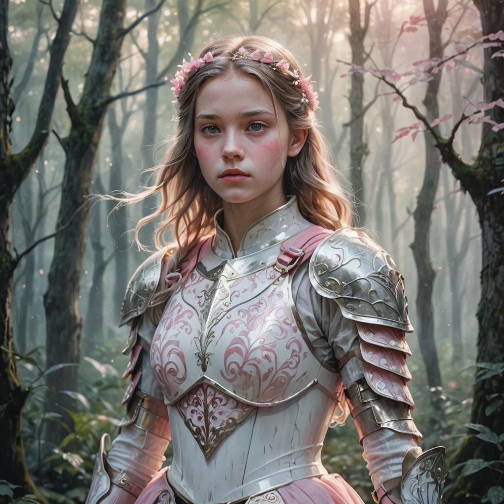 Pastel Fantasy Princess in Enchanted Armor