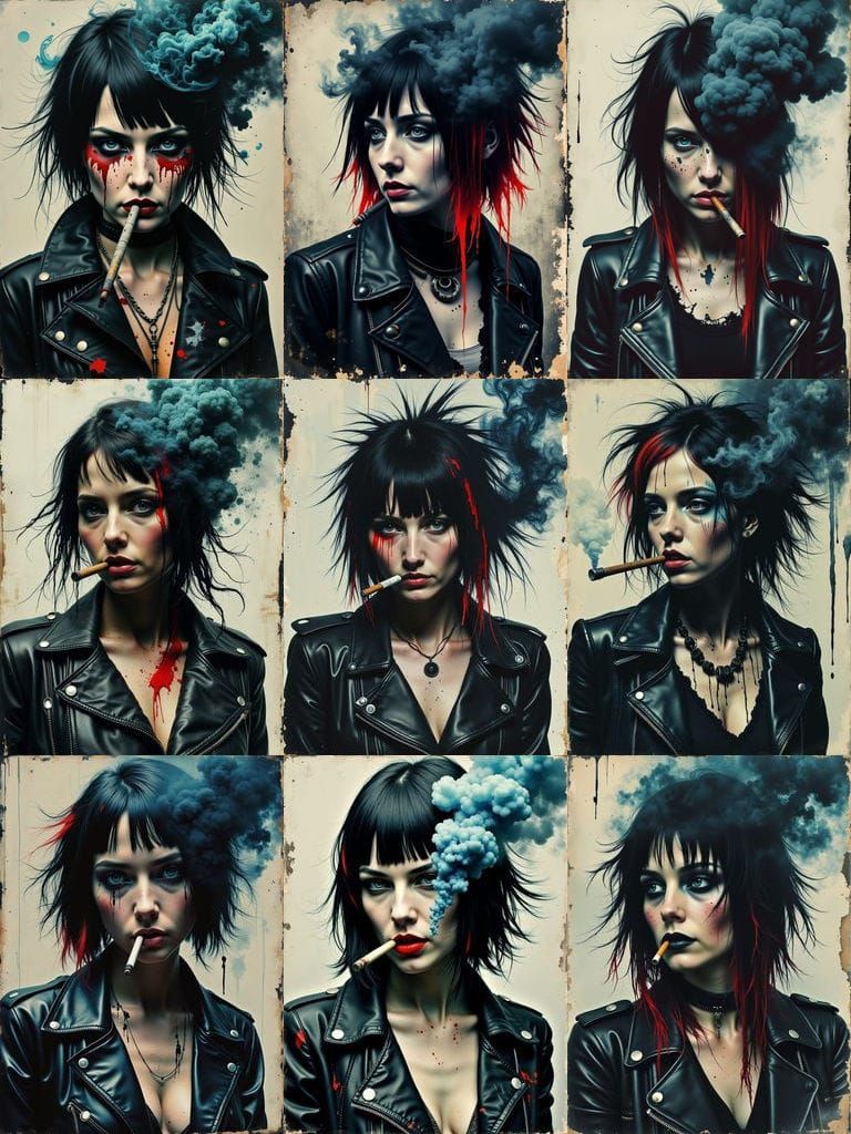 Ethereal Punk Woman in Dark Gritty Realism