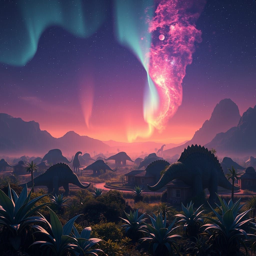 Ethereal Alien World with Vibrant Suburban Community