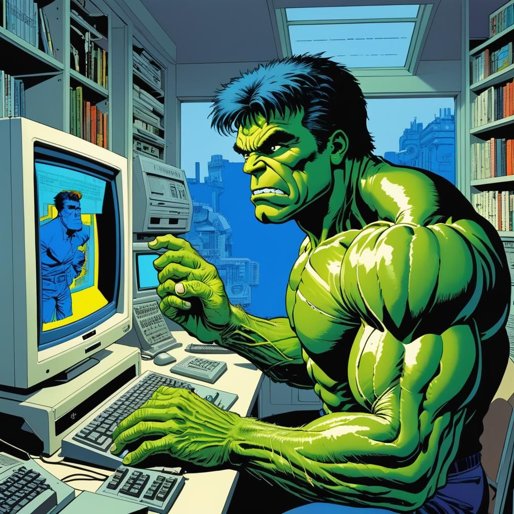 Hulk vs. Blue Screen of Death Comic Art