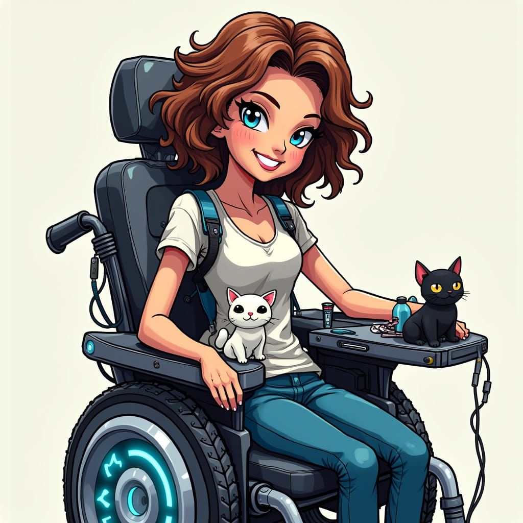 Confident Wheelchair Heroine Action Figure with Hairdresser'...