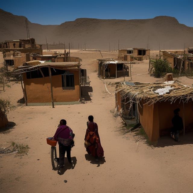 El-Geneina Residents' Isolation: A Vector Art Illustration