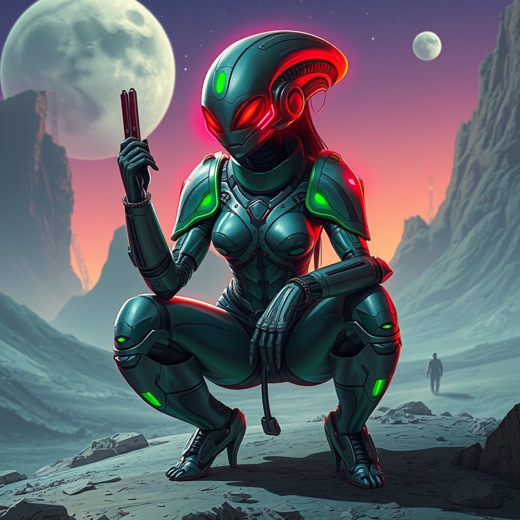 Futuristic Alien Goddess in Sci-Fi Armor