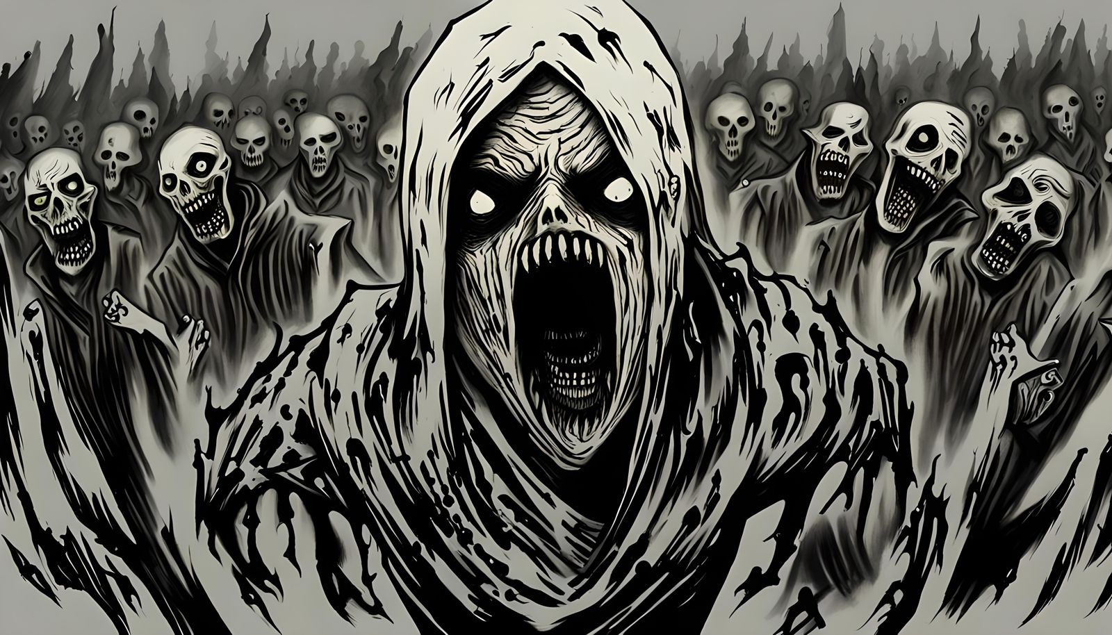 Terrifying Ink Girl Screaming in Dense Fog